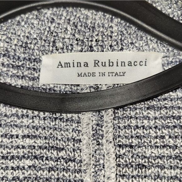 Amina Rubinacci Knit Sequin Button Blazer Jacket Size 48 Linen Blend Beautiful - Picture 3 of 8